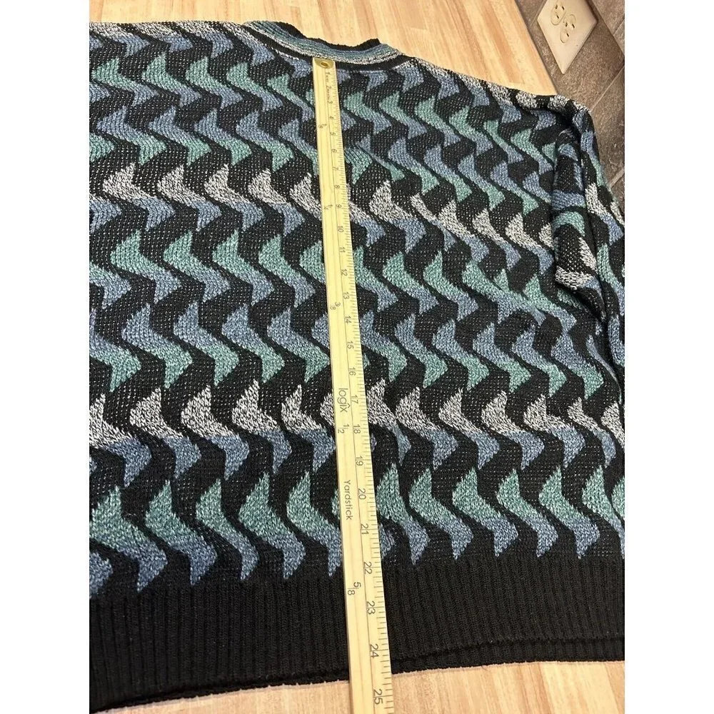Protege V-Neck Sweater Cosby Grandpa Abstract Stripe Vintage Mens XL Vintage 90s